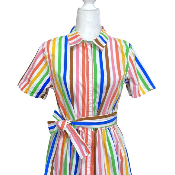 Target Pride Button-Front Tie Waist Maxi Shirtdress Rainbow Stripe Dress Sz S - Picture 7 of 12